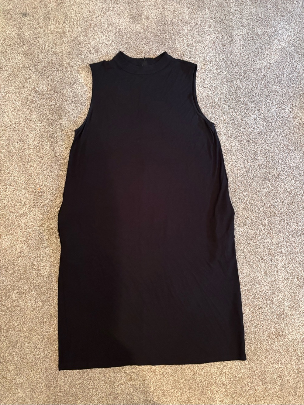 Eileen Fisher Black Sleeveless Mock-Neck Midi Shift Dress